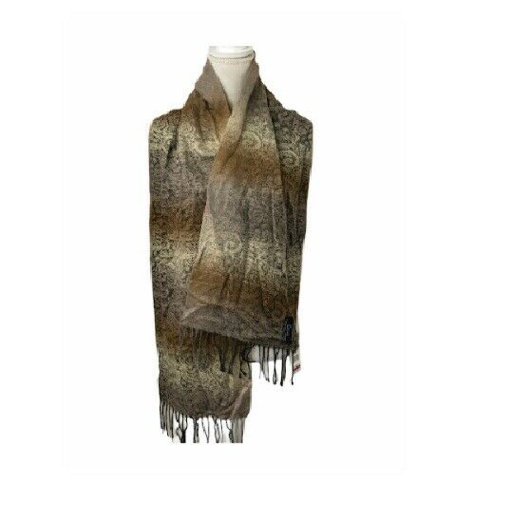 Cejon Fringe Italian Scarf Paisley Knit Wrap Ombre - Picture 3 of 3
